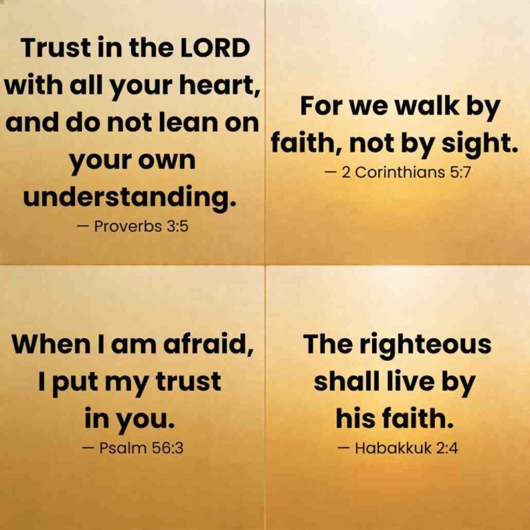 Bible quotes about strength and faith with soft sunrise background