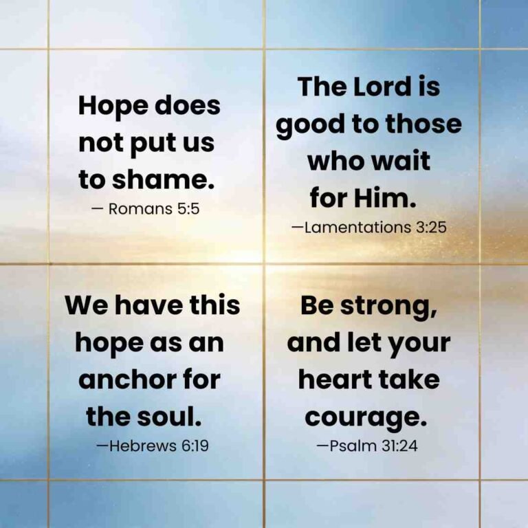 Bible quotes about hope and peace on soft morning light background