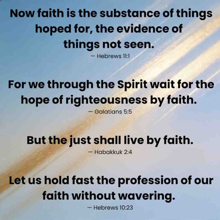 Bible verses about hope through faith with warm sunrise background