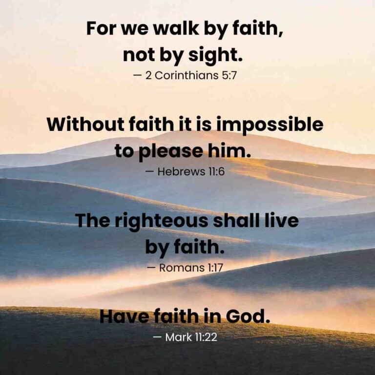 Short Bible quotes about faith with soft golden background