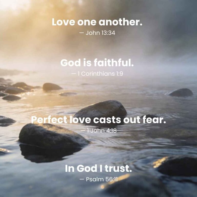Short Bible quotes about love and trust with soft warm background