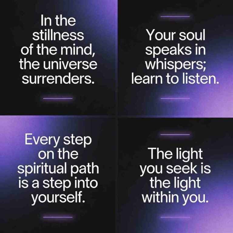 Unique deep spiritual quotes grid on soft dark gradient background with bold modern font