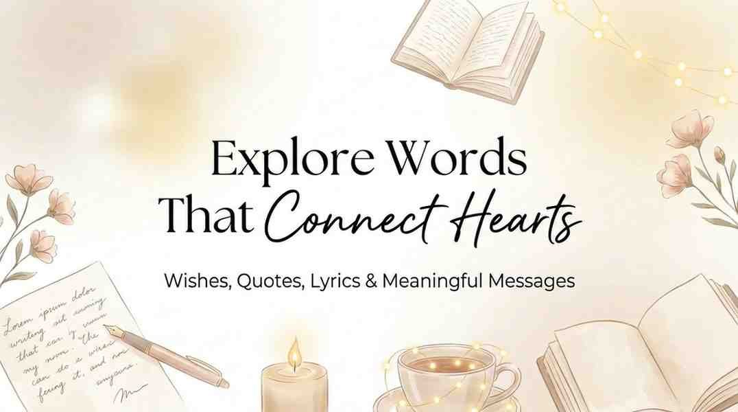 Elegant HuntBliss blog banner featuring wishes, quotes, lyrics, books, candlelight, and meaningful message aesthetics