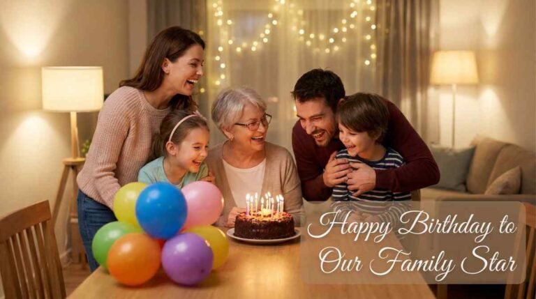Family birthday celebration with short warm birthday wishes