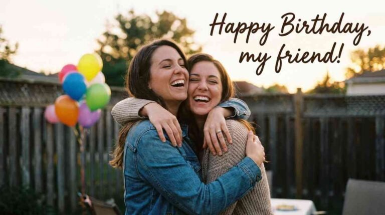 Friends celebrating a birthday together with short heartfelt wishes