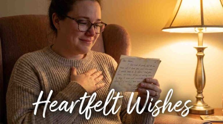 A friend reading a handwritten birthday card with emotion