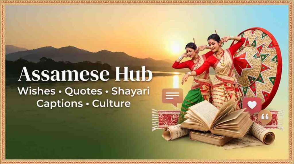 Assamese Hub featuring Assamese wishes, quotes, shayari, captions, culture, Bihu dancers and traditional Assamese heritage