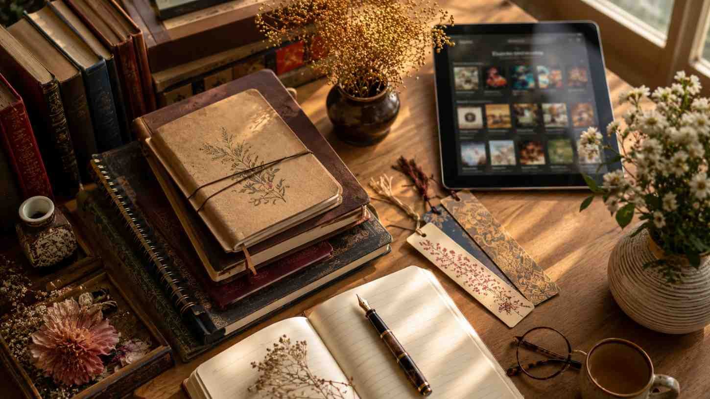 Collection of notebooks and writing tools representing a complete Bengali quotes and wishes library.
