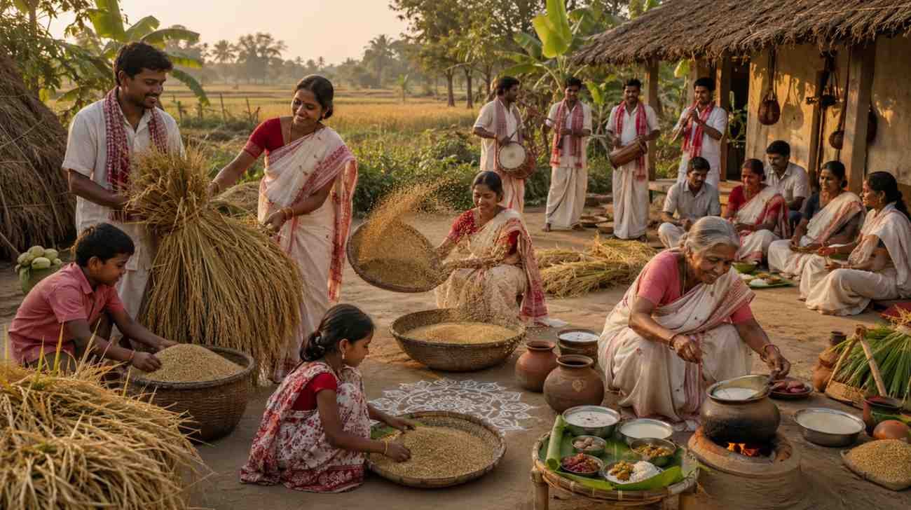 পশ্চিমবঙ্গের নবান্ন উৎসবে নতুন ধান, পারিবারিক রান্না ও গ্রামীণ উদযাপন