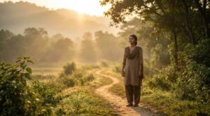 Positive Quotes Bengali – Hopeful person standing in morning light symbolizing positivity and personal growth