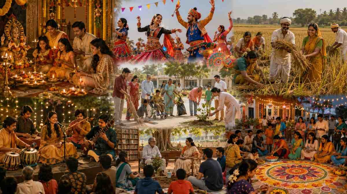 ভারতের বিভিন্ন ধরনের উৎসবের প্রতীকী চিত্র
