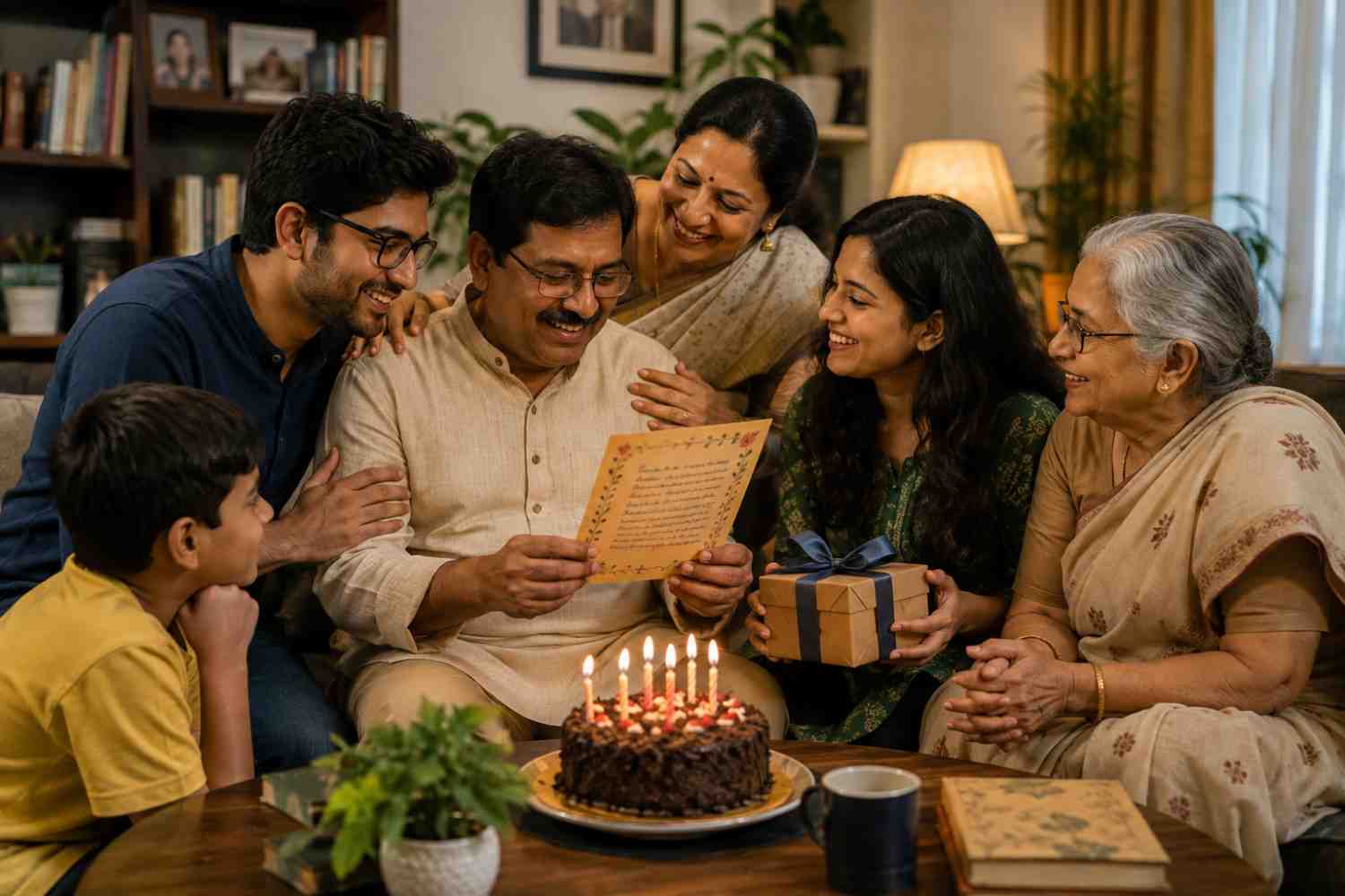 Bengali friends celebrating a birthday together while sharing a personal poem and gift
