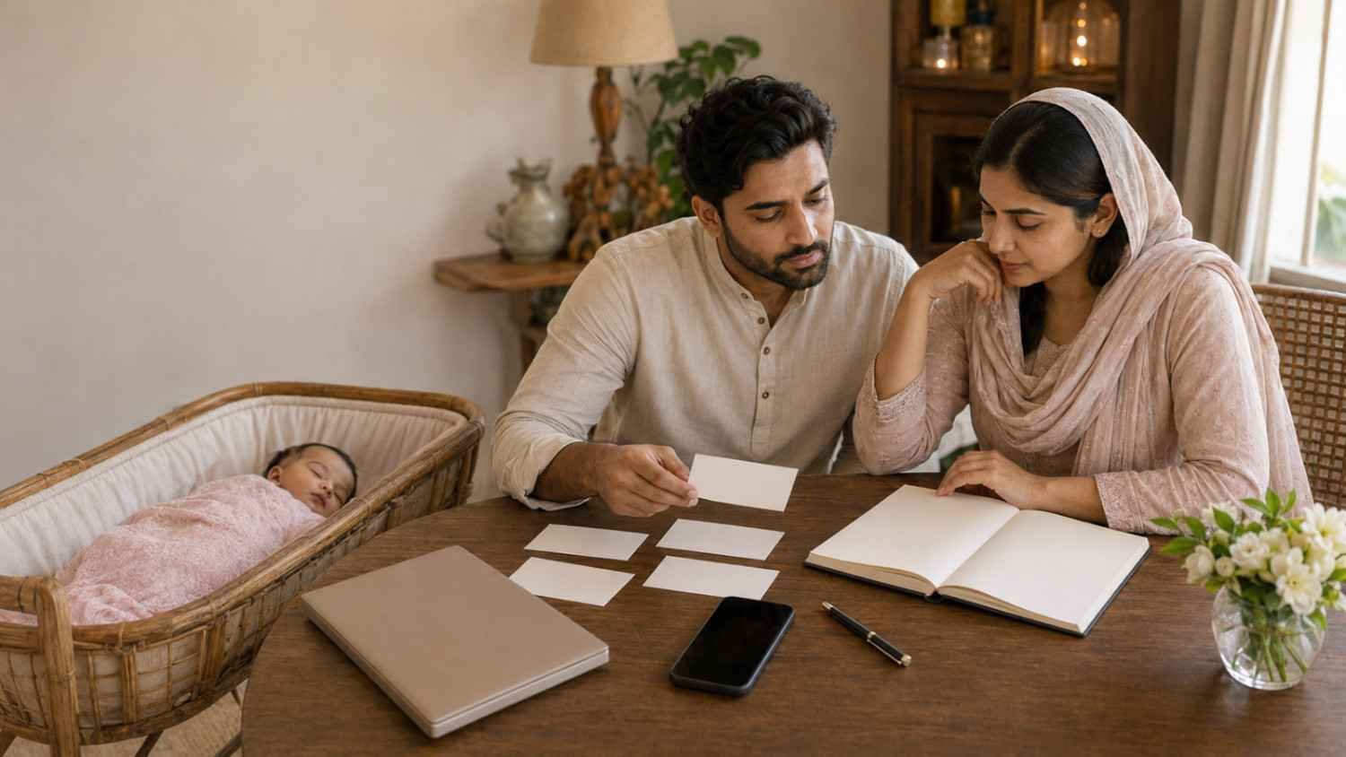 Indian Muslim girl names being compared by parents for meaning, origin, spelling, transliteration, and usage