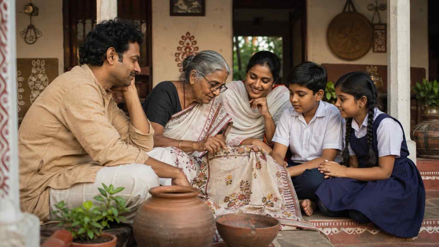 Patriotic Bengali poem – Bengali family sharing cultural traditions across generations