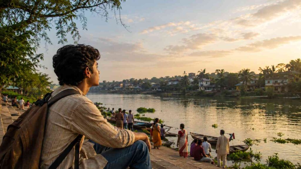 Patriotic Bengali poem – young Bengali man reflecting on homeland beside a river