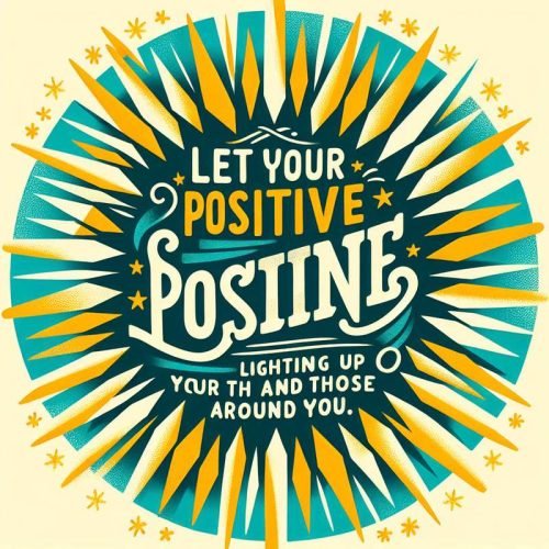 Vibrant sunburst design with a motivational quote encouraging positivity and uplifting others.